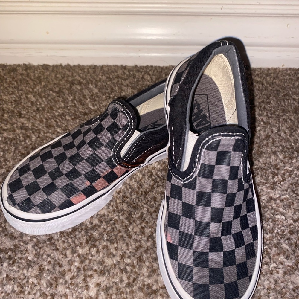 Vans Kids Black and Gray Checkered Slip-On Sneakers